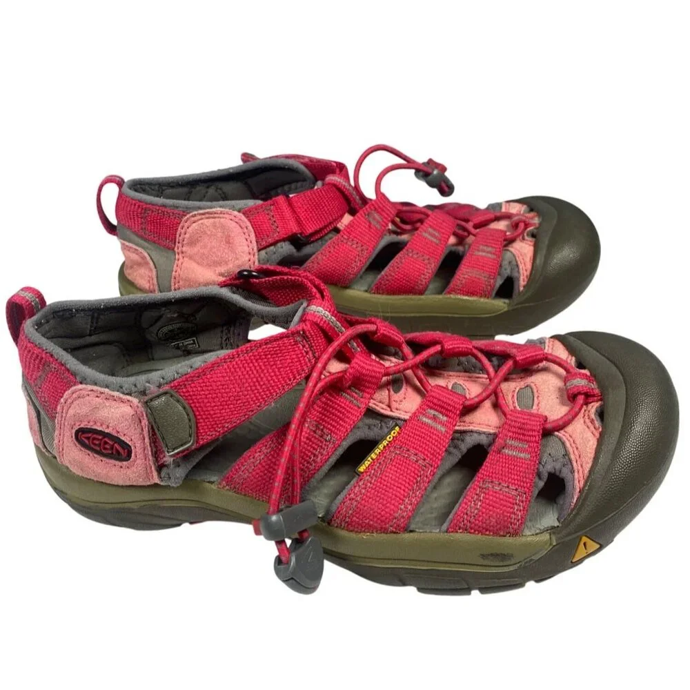 Girls Keen Newport H2 Red Youth Kids Sandals Shoes Size 4 Waterproof EU 37